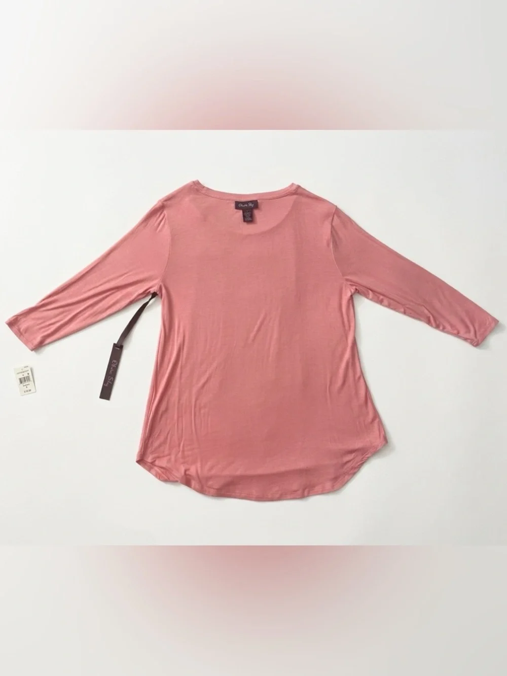 Olivia Sky Coral Scoop Neck 3/4 Sleeve Top - Picture 4 of 8